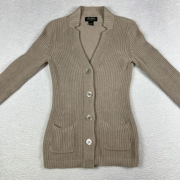 Vtg Eddie Bauer Cardigan Sweater Womens Small Chunky Knit Button Front Y2K - Picture 5 of 15
